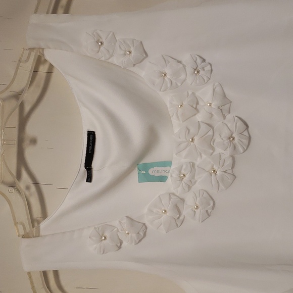 Maurices White Sheer Floral and Pearl Scoopneck Sleeveless Layered Top Xl BN - Picture 2 of 8